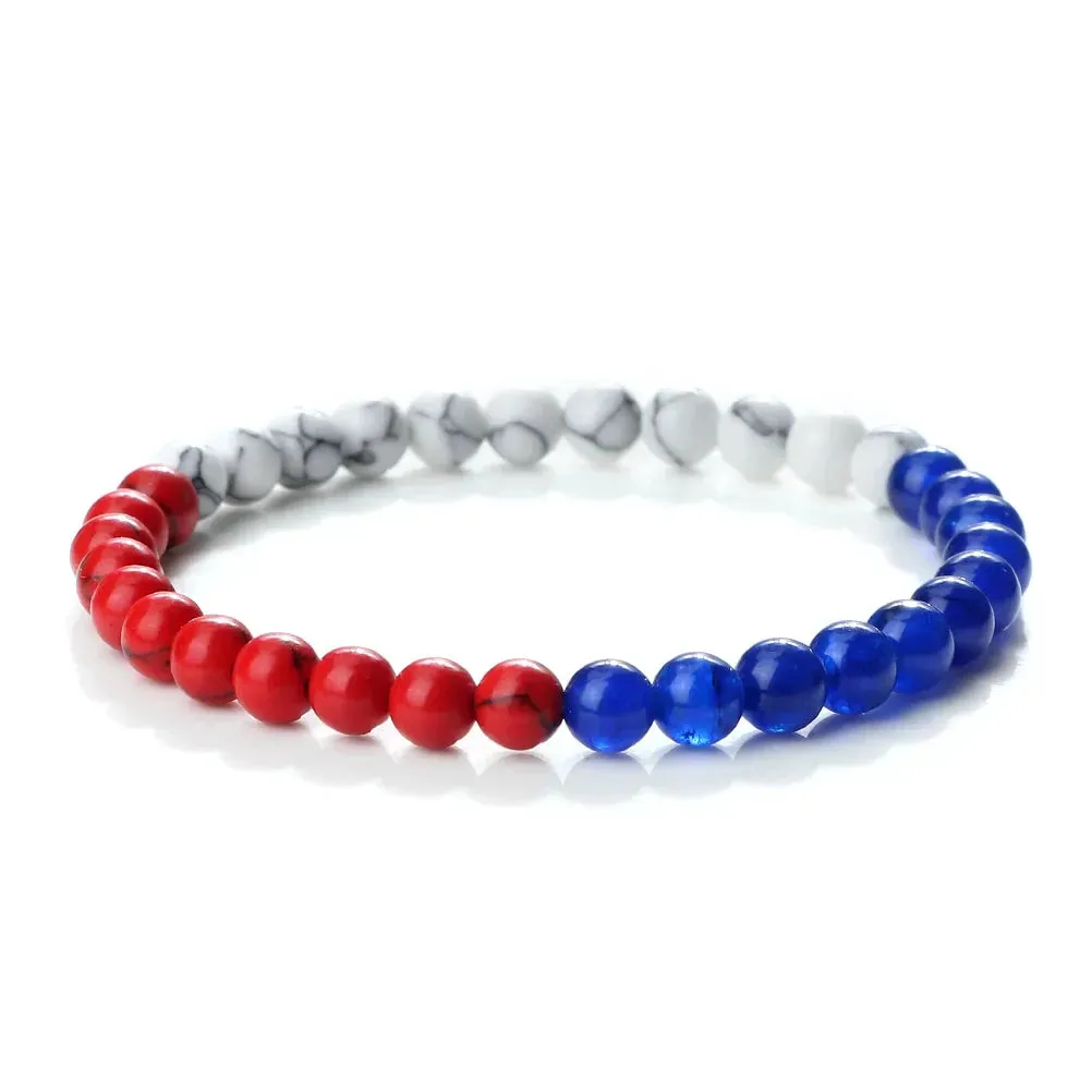 Palestine National Flag Colorful Braided Bracelet Natural Stone Beads Asian Country Kuwait Bracelets Women Men Jewelry Patriotic