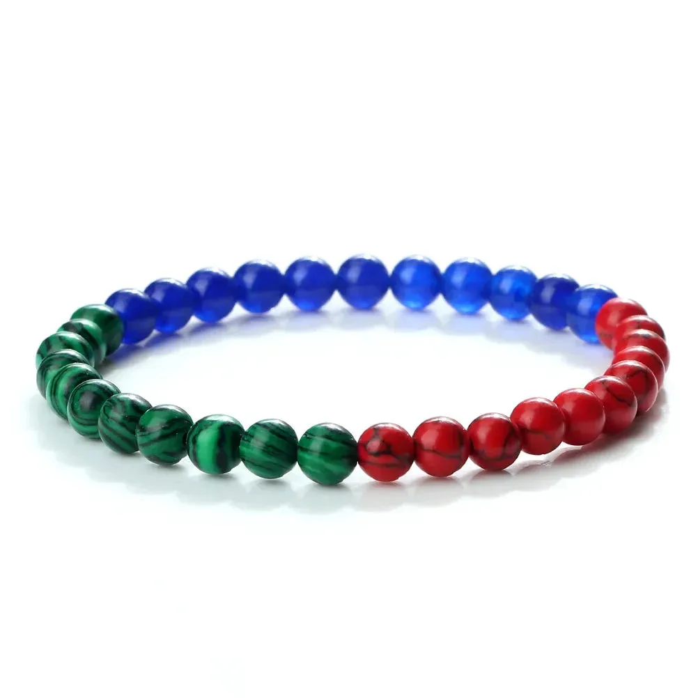 Palestine National Flag Colorful Braided Bracelet Natural Stone Beads Asian Country Kuwait Bracelets Women Men Jewelry Patriotic