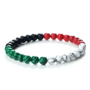 Palestine National Flag Colorful Braided Bracelet Natural Stone Beads Asian Country Kuwait Bracelets Women Men Jewelry Patriotic