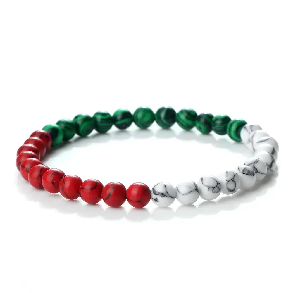 Palestine National Flag Colorful Braided Bracelet Natural Stone Beads Asian Country Kuwait Bracelets Women Men Jewelry Patriotic