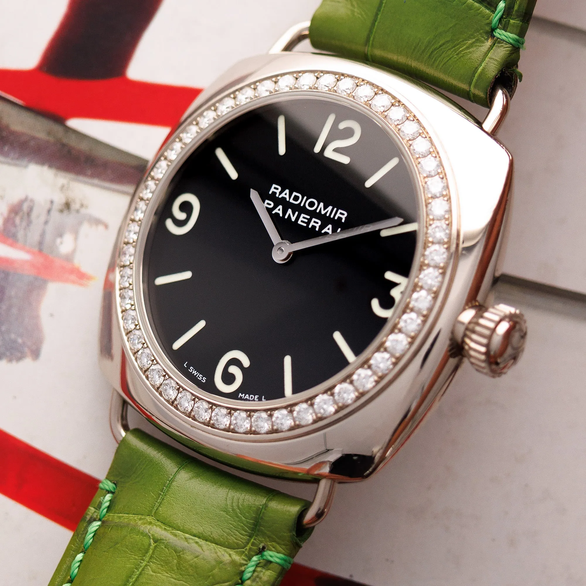 Panerai White Gold Radiomir Ref. PAM68 with Factory Diamonds