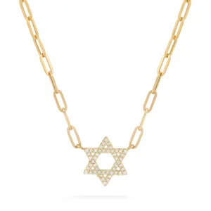 Paperclip Star of David Diamond Necklace