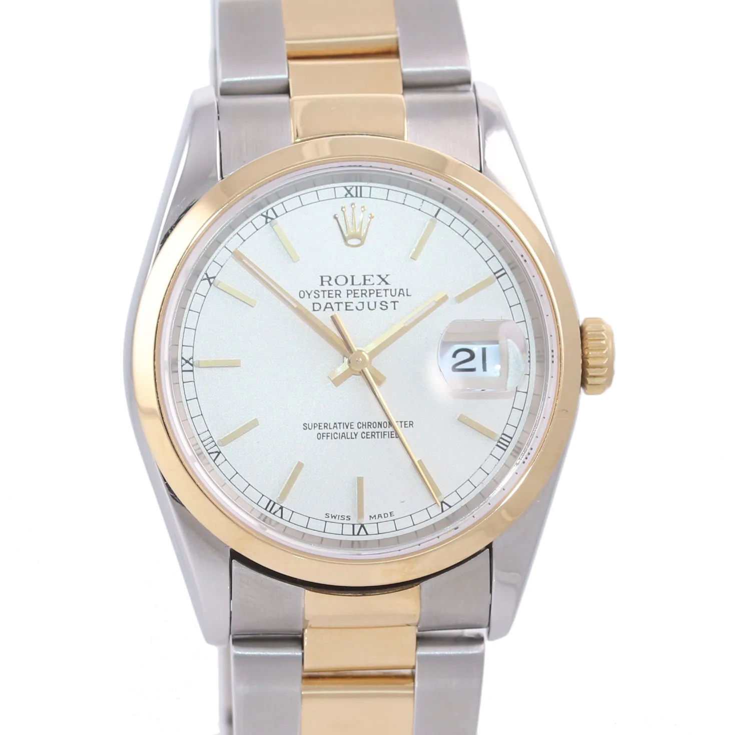 PAPERS Rolex DateJust 36mm 16203 Two Tone Silver Stick Watch Box 16233