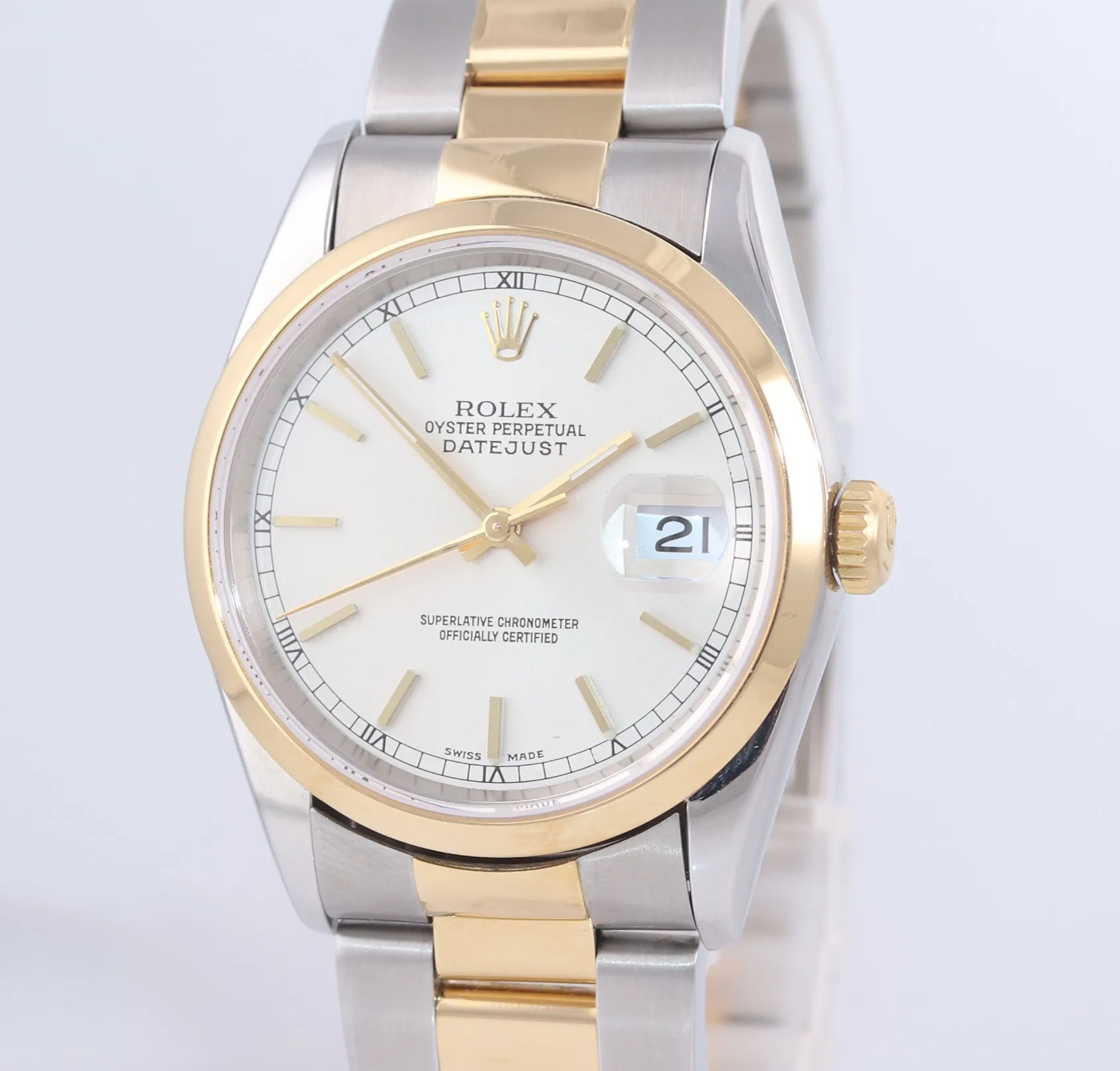 PAPERS Rolex DateJust 36mm 16203 Two Tone Silver Stick Watch Box 16233