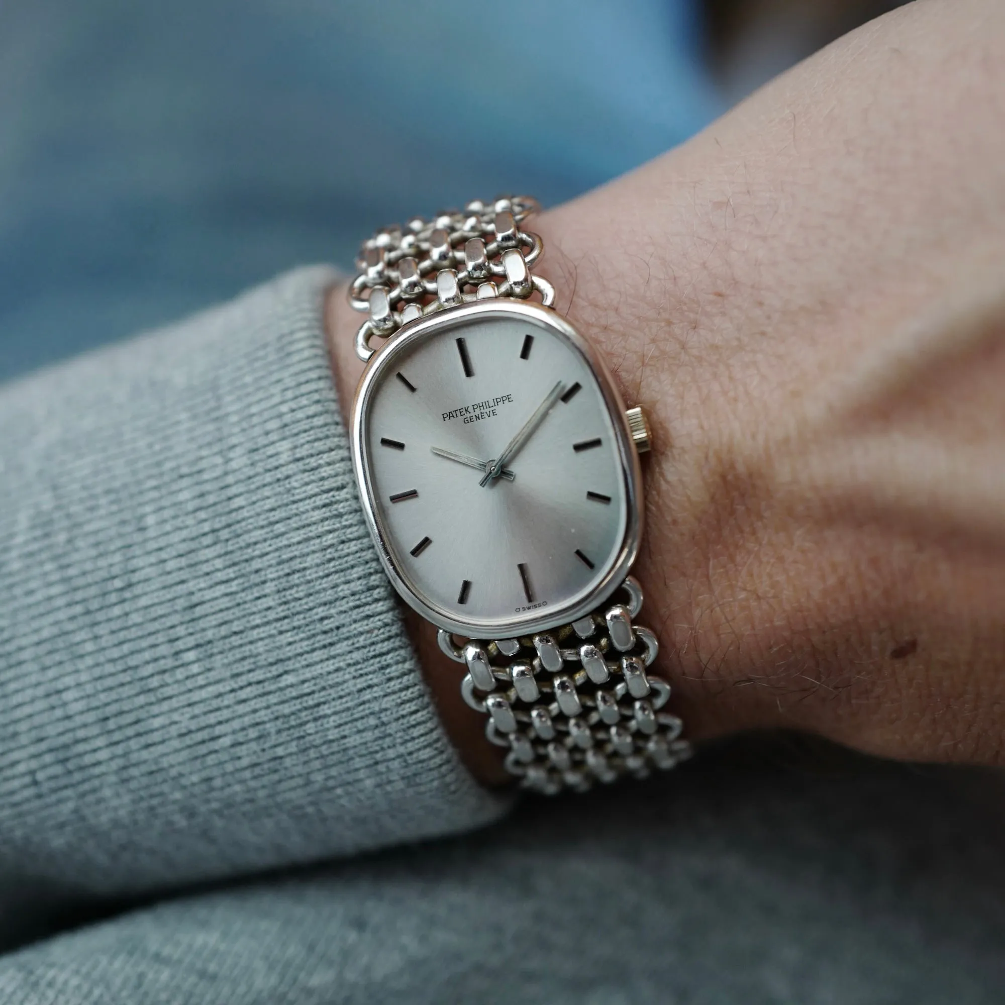 Patek Philippe White Gold Ellipse Ref. 3648 with JPE Chain Bracelet