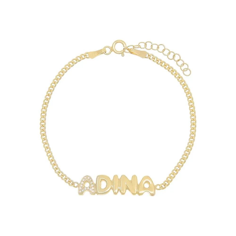 Pavé Bubble Name Link Bracelet