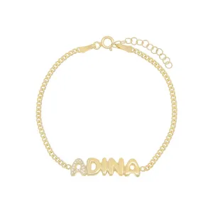 Pavé Bubble Name Link Bracelet