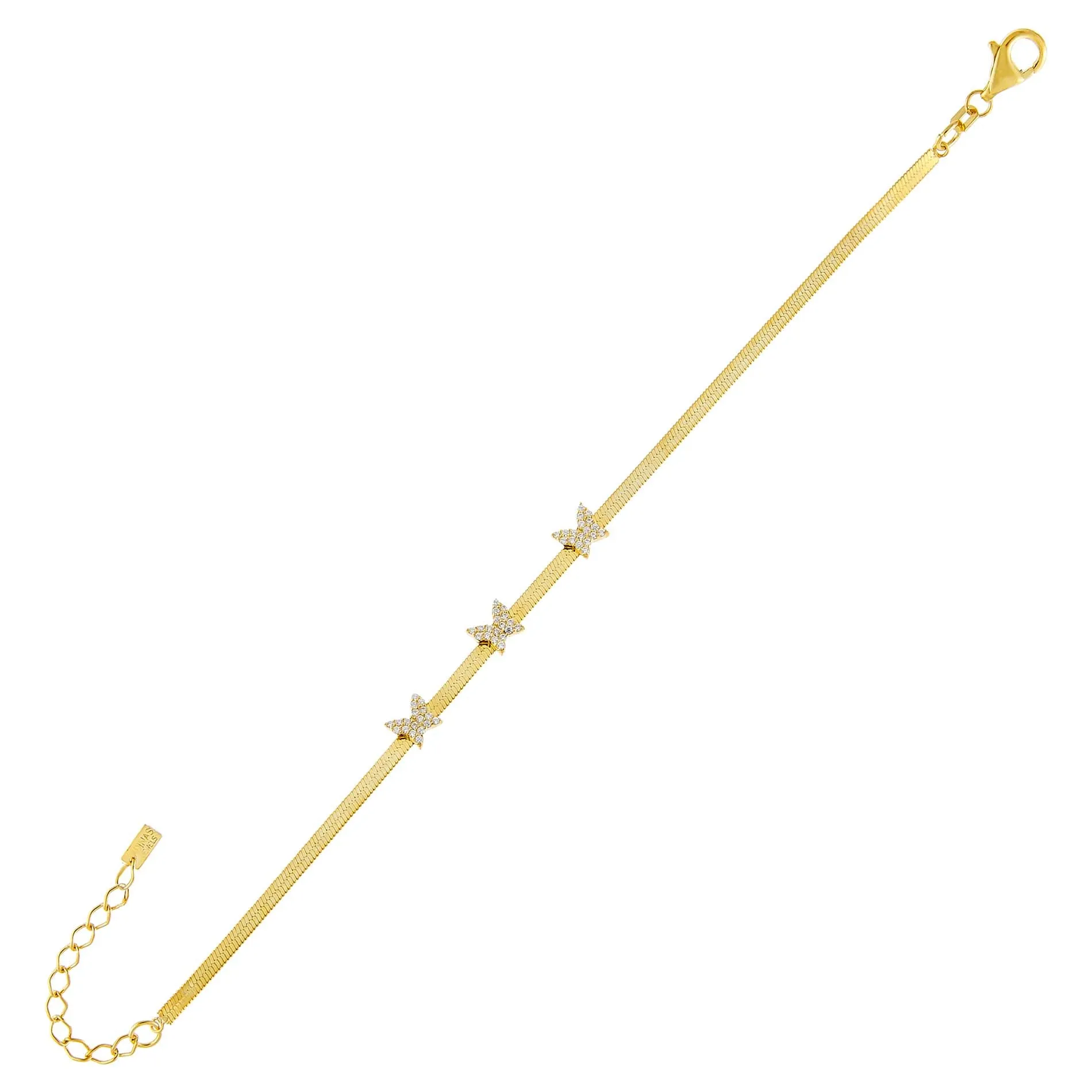 Pavé Butterflies Herringbone Bracelet