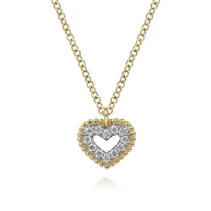 Pavé Heart Pendant Necklace with Bujukan Bead Frame