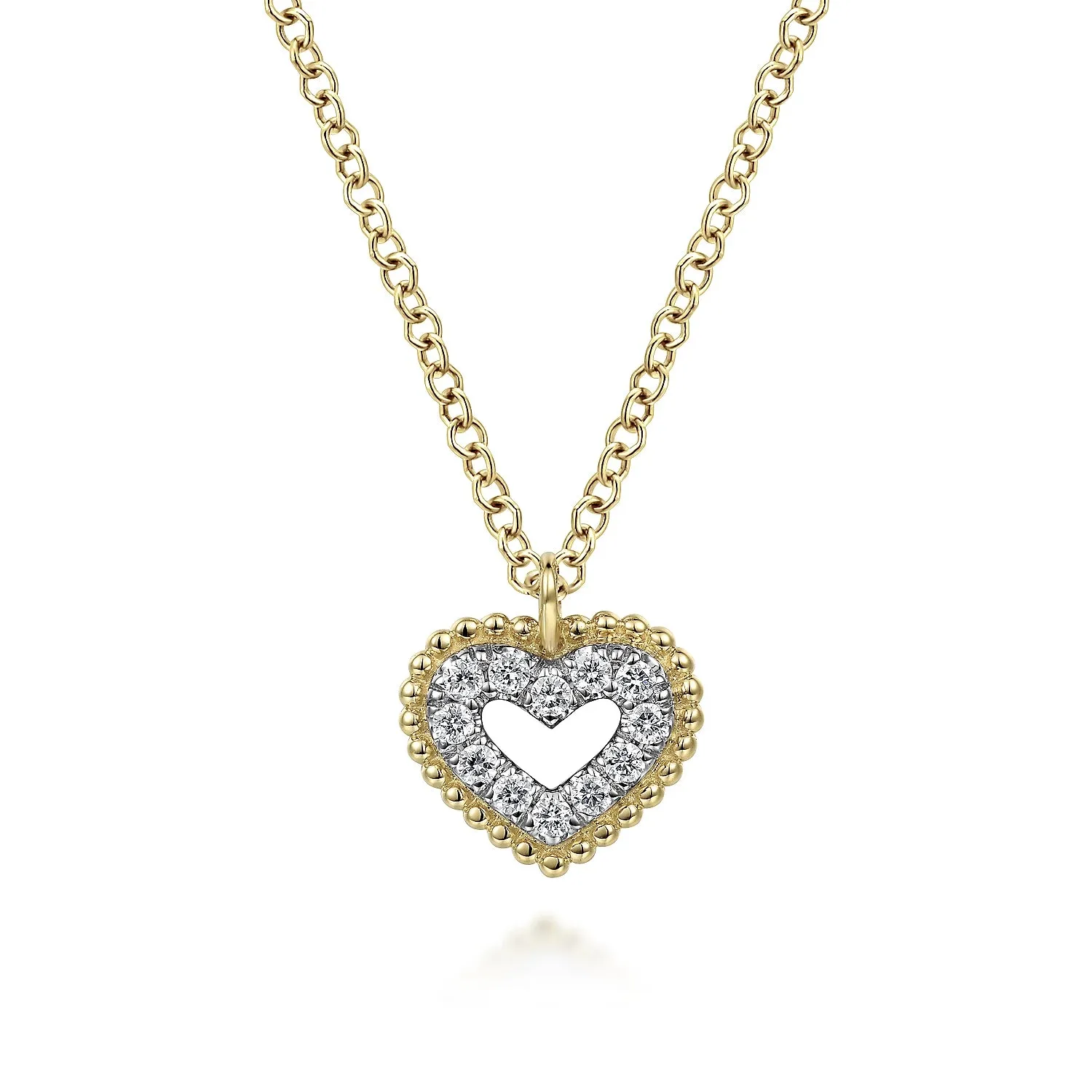 Pavé Heart Pendant Necklace with Bujukan Bead Frame