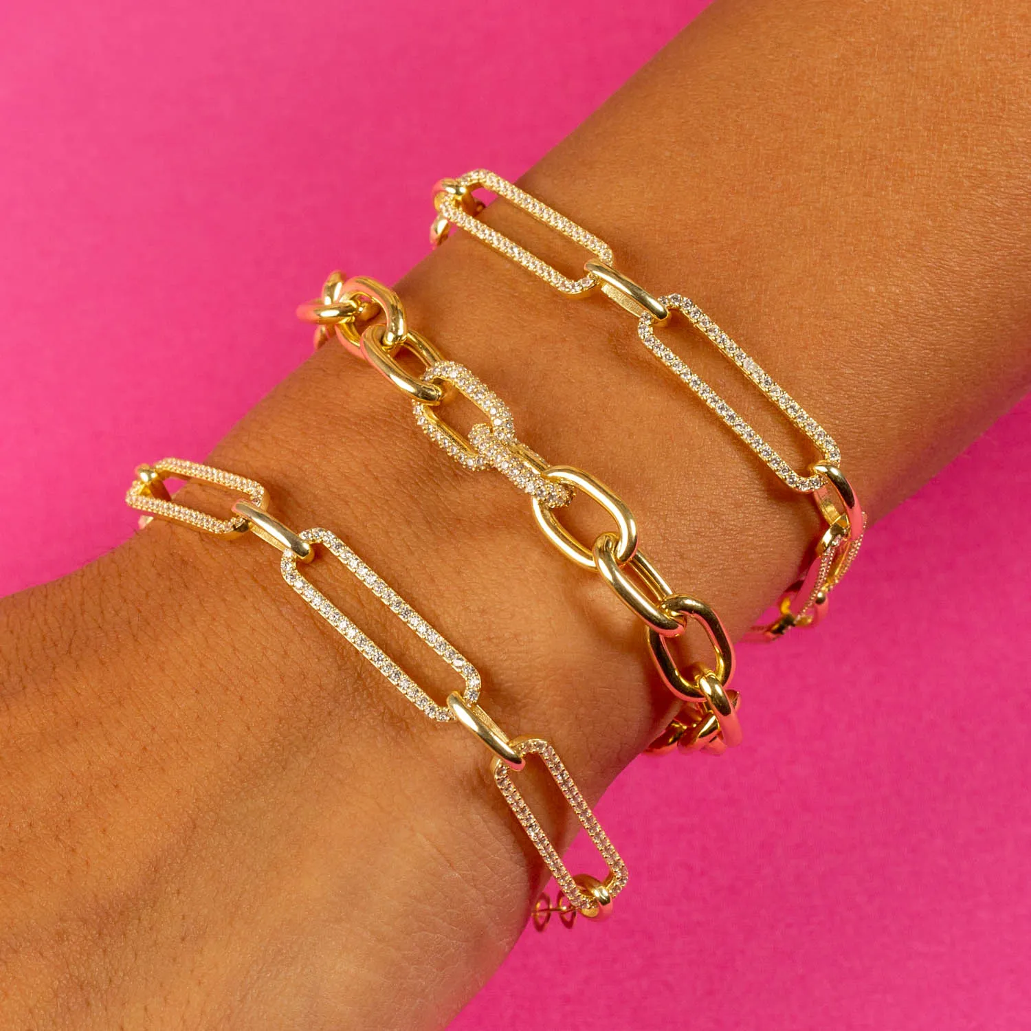 Pavé Paper Clip Link Bracelet