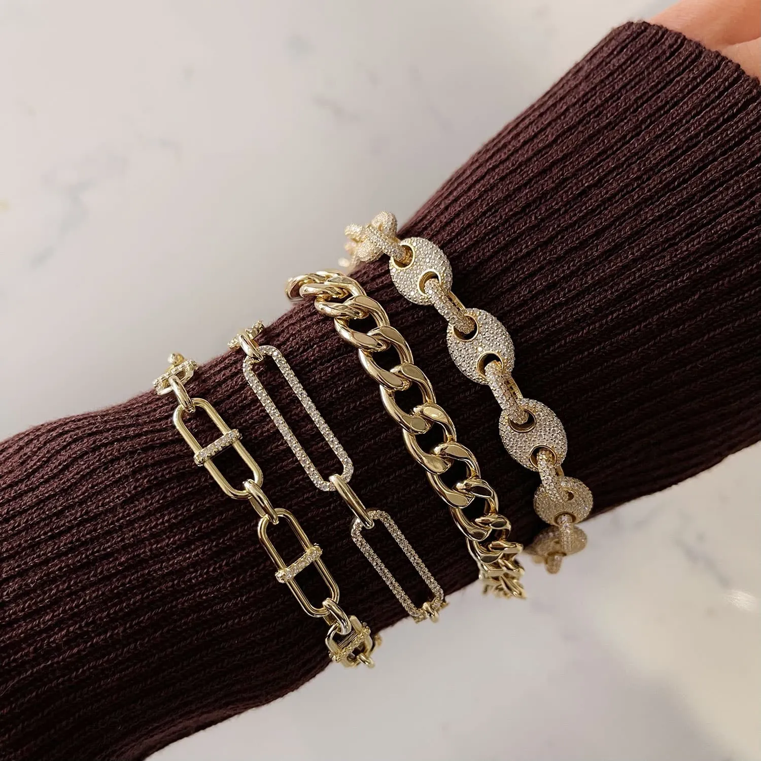 Pavé Paper Clip Link Bracelet