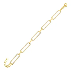 Pavé Paper Clip Link Bracelet