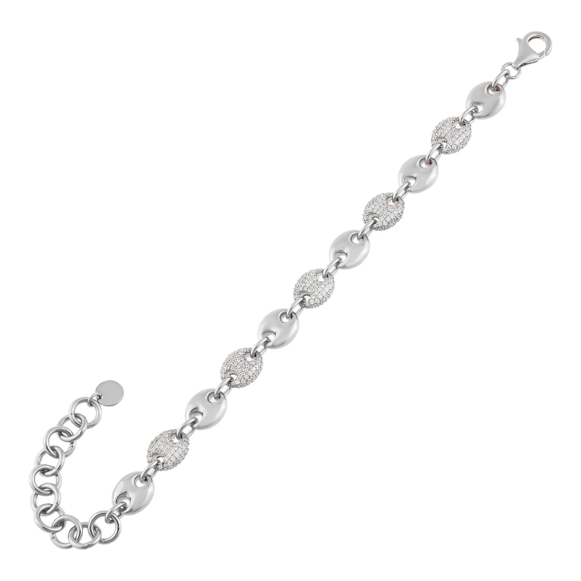 Pavé Puff Mariner Chain Bracelet
