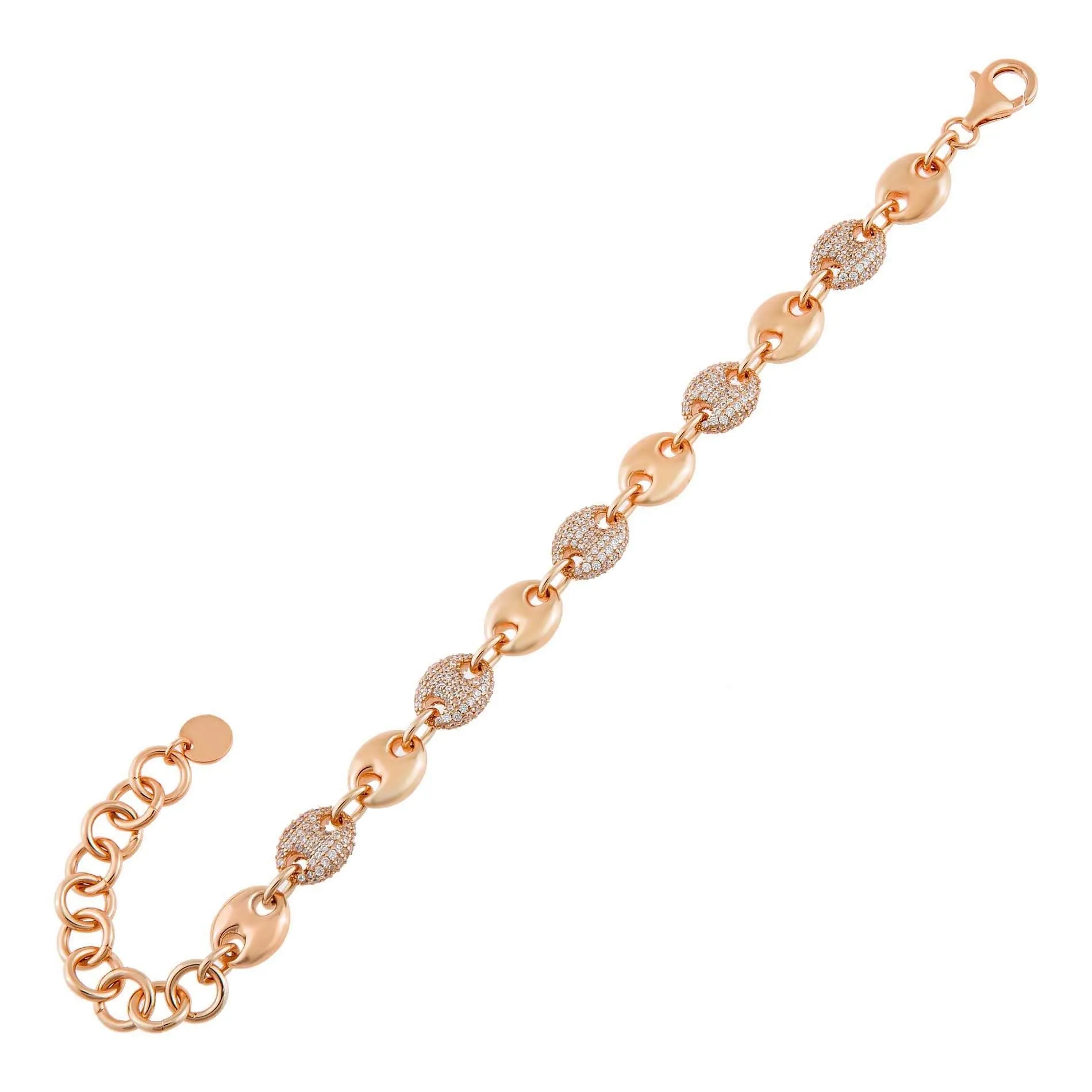 Pavé Puff Mariner Chain Bracelet