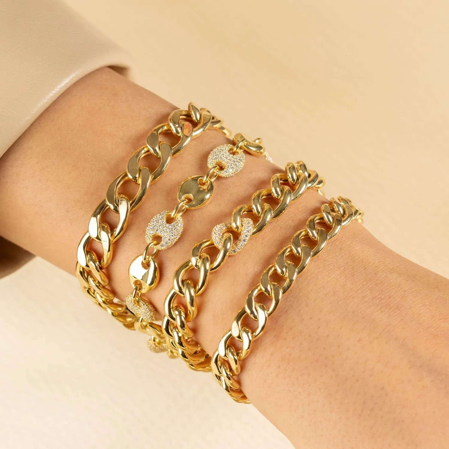 Pavé Puff Mariner Chain Bracelet