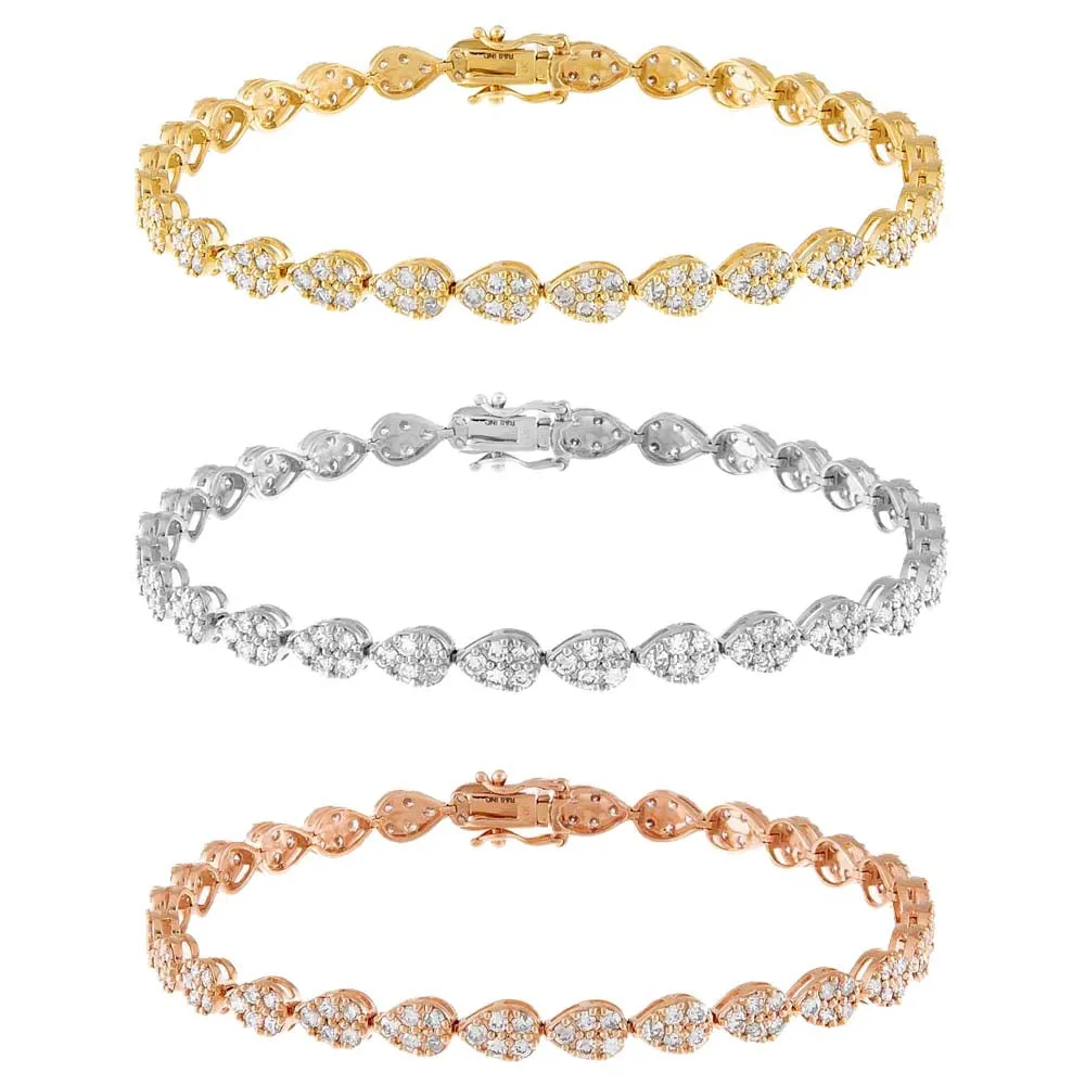 Pavé Teardrop Diamond Bracelet 14K