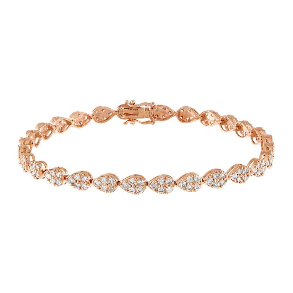 Pavé Teardrop Diamond Bracelet 14K