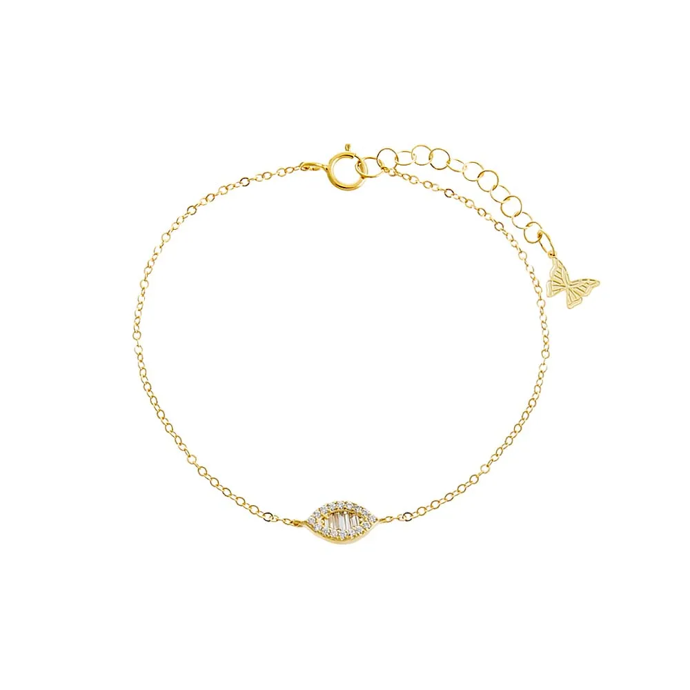 Pave X Baguette Marquise Chain Bracelet