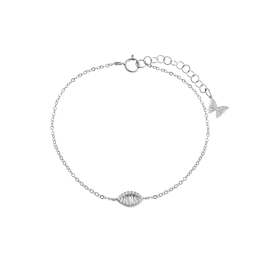 Pave X Baguette Marquise Chain Bracelet