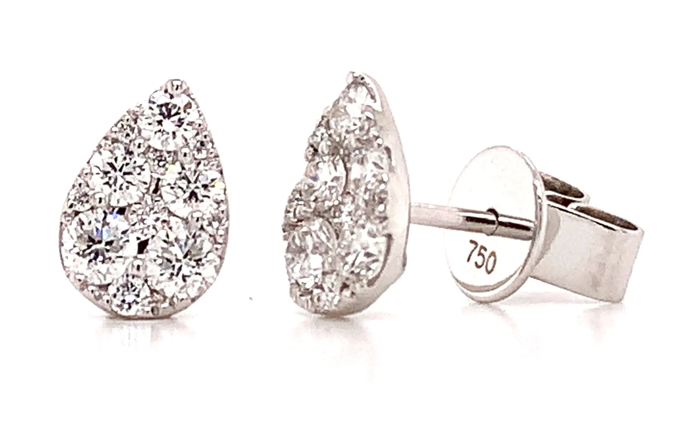 Pear Shape Diamond Stud Earrings 0.56ctw