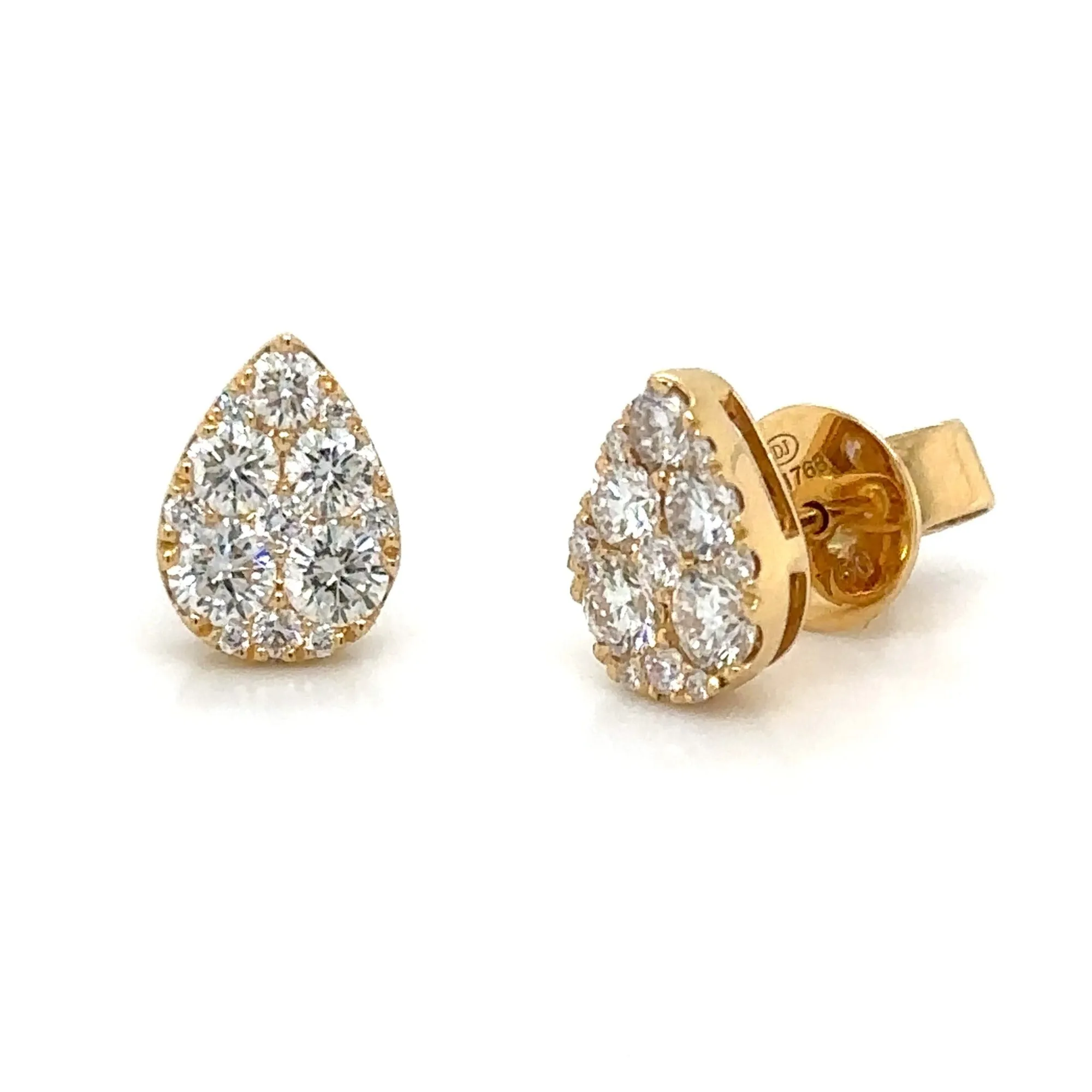 Pear Shape Diamond Stud Earrings 0.86ct tw