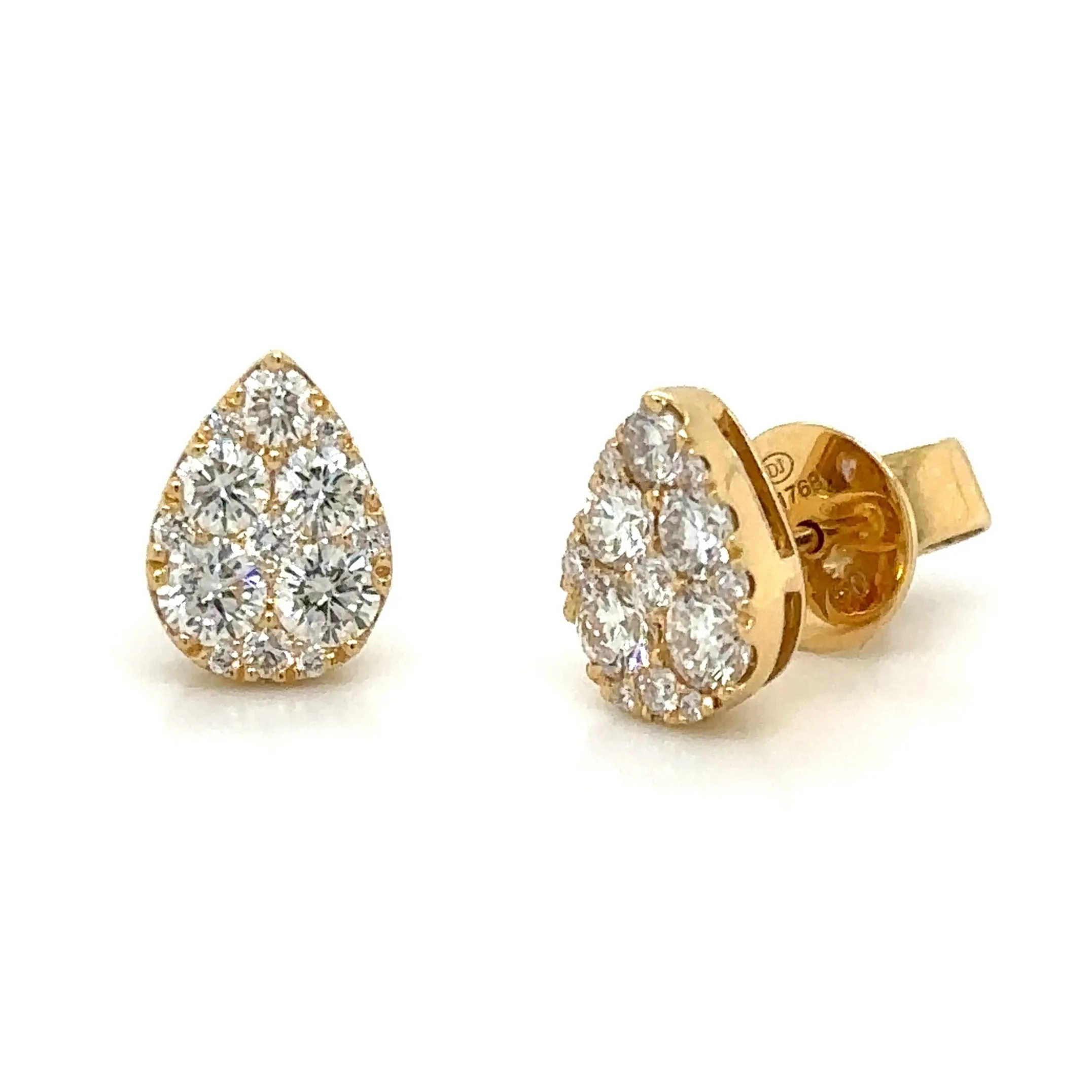 Pear Shape Diamond Stud Earrings 0.86ct tw