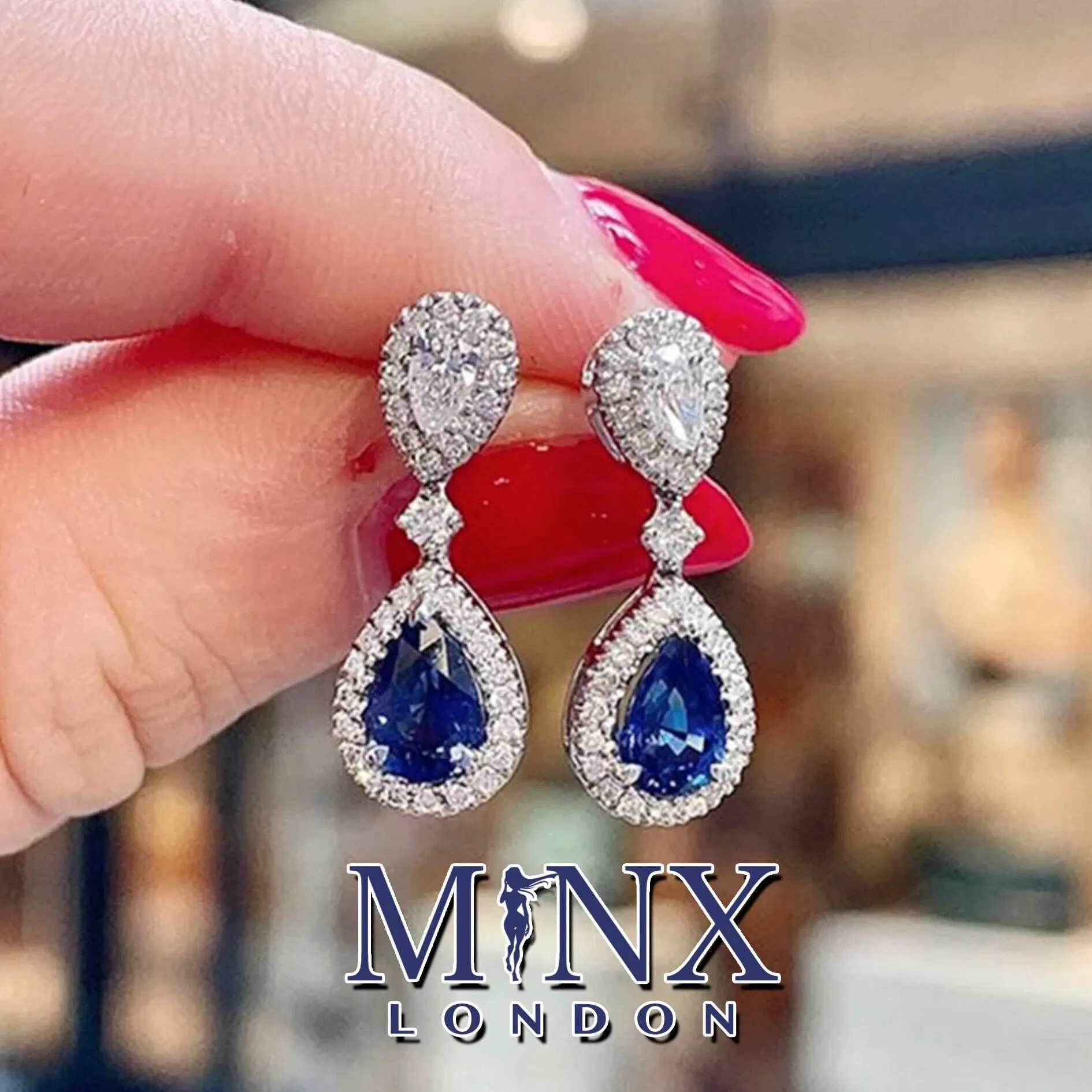 Pear Shape Earrings | Teardrop Earrings | Diamond Earrings | Diamond Earrings | Teardrop Earrings | Womens Diamond Earrings | Blue Earrings