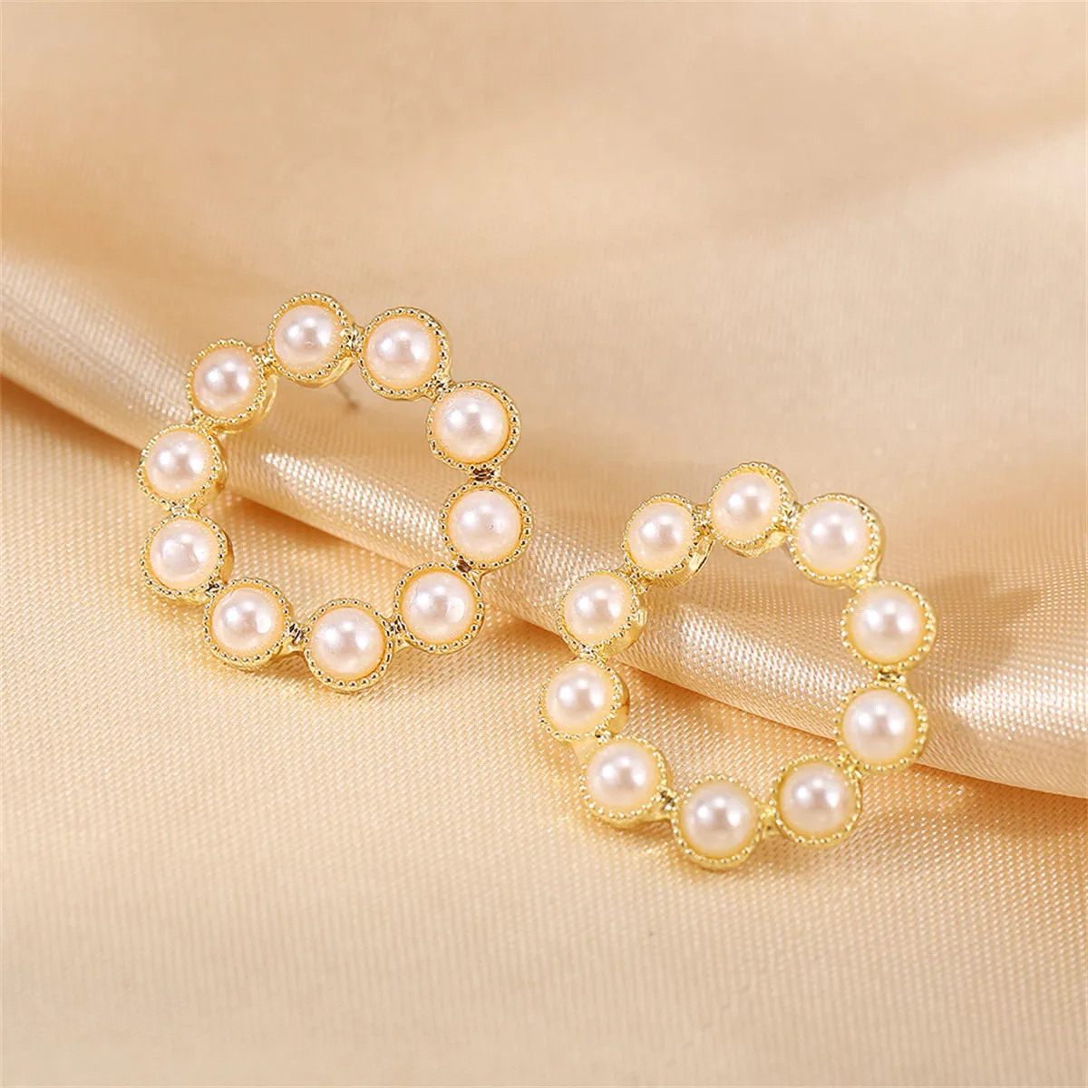 Pearl & 18K Gold-Plated Open Round Stud Earrings