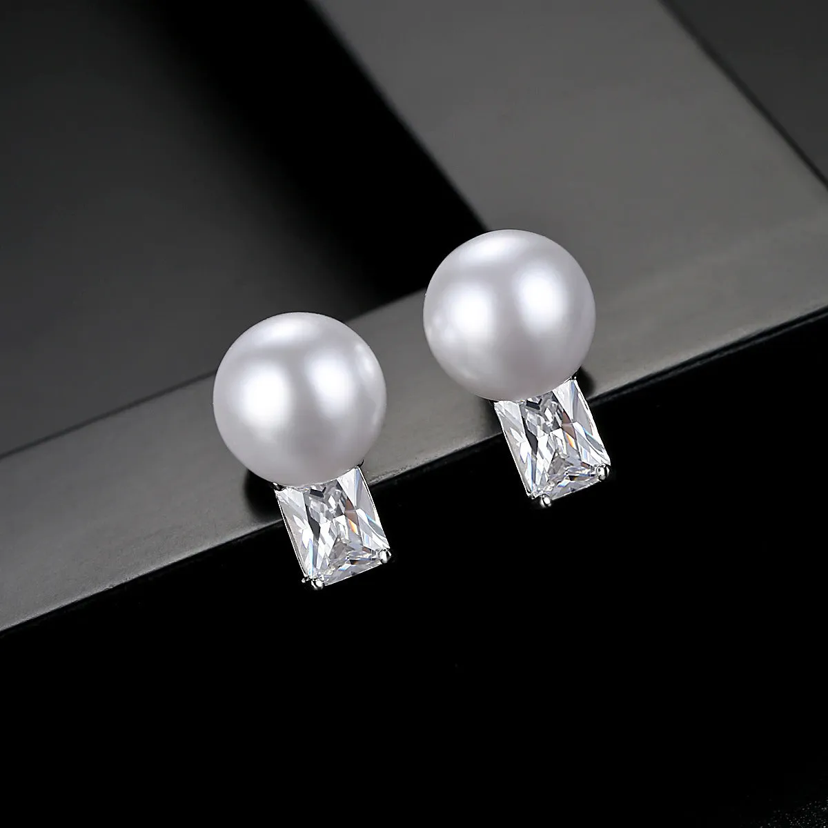Pearl & Crystal Silver-Plated Stud Earrings