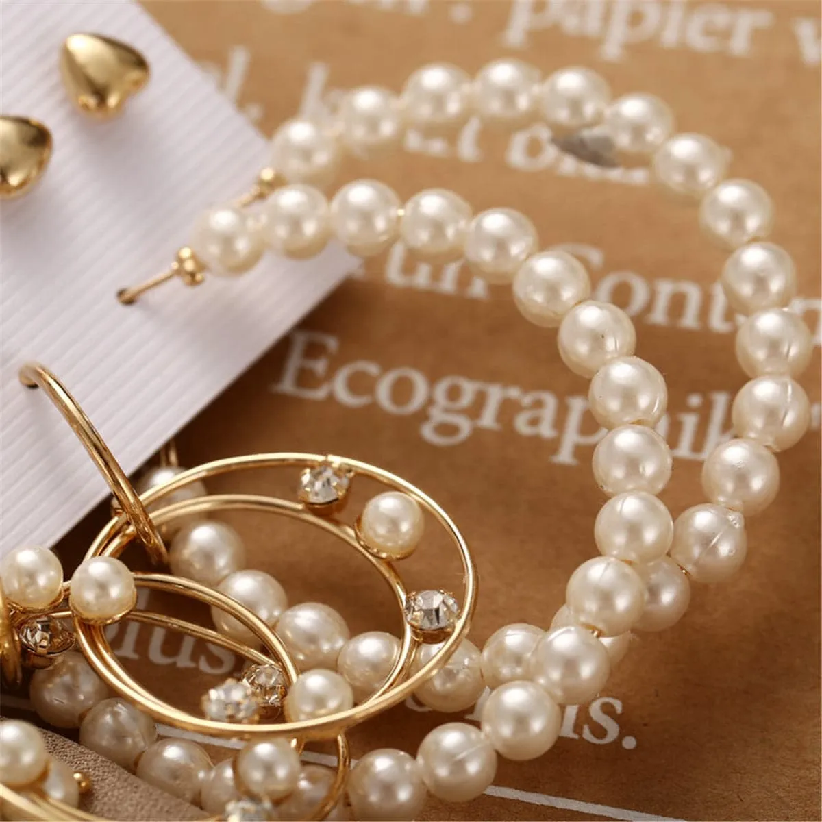 Pearl & Cubic Zirconia 18K Gold-Plated Hoop Earrings Set