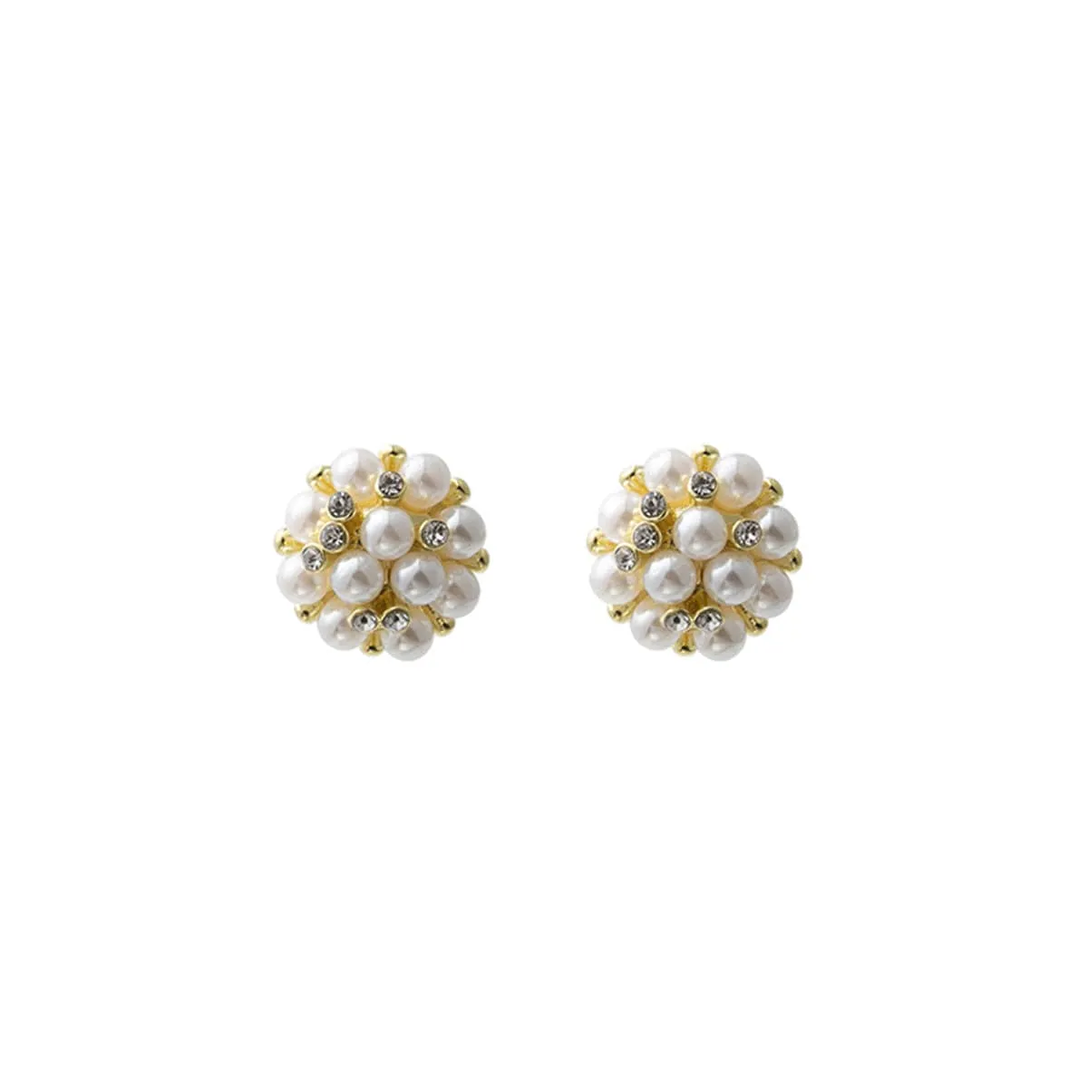 Pearl & Cubic Zirconia Blossom Stud Earrings