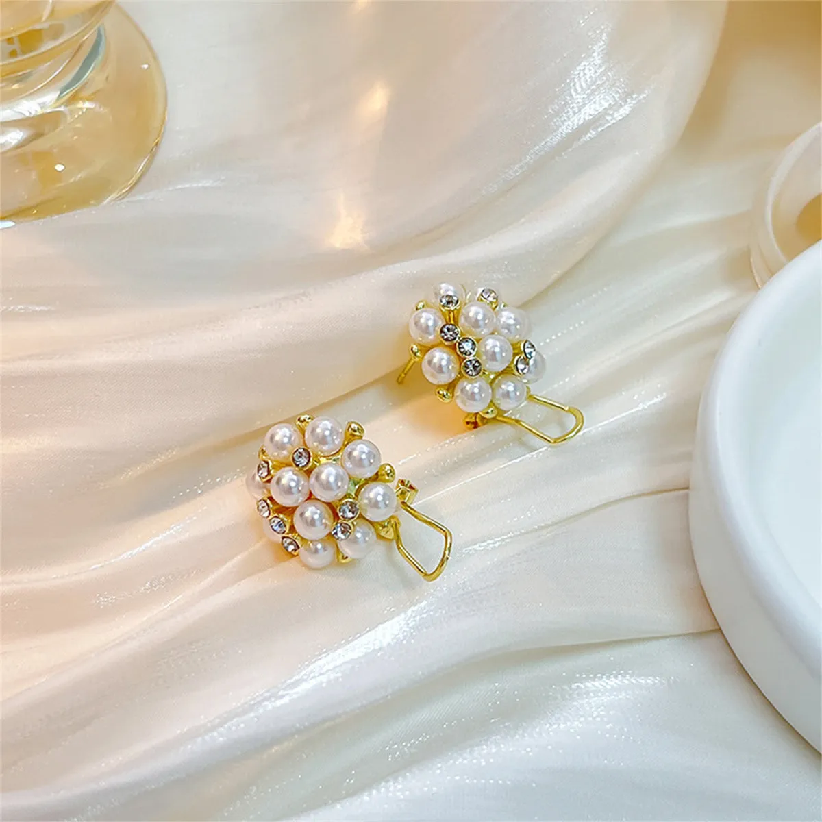 Pearl & Cubic Zirconia Blossom Stud Earrings