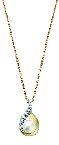 Pearl and Diamond Teardrop Pendant