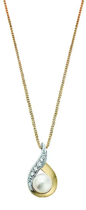 Pearl and Diamond Teardrop Pendant