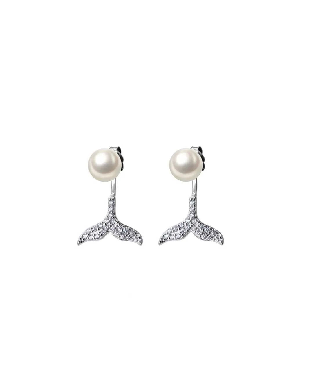 Pearl and Mermaid Tail Jacket Earrings