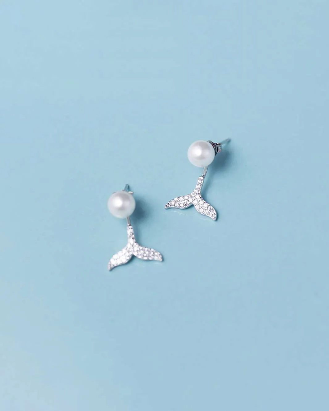 Pearl and Mermaid Tail Jacket Earrings