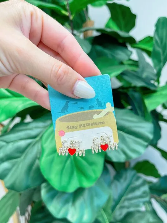 Pearl 'Cat Mom' Stud Earrings