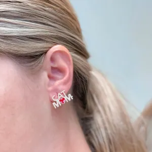 Pearl 'Cat Mom' Stud Earrings