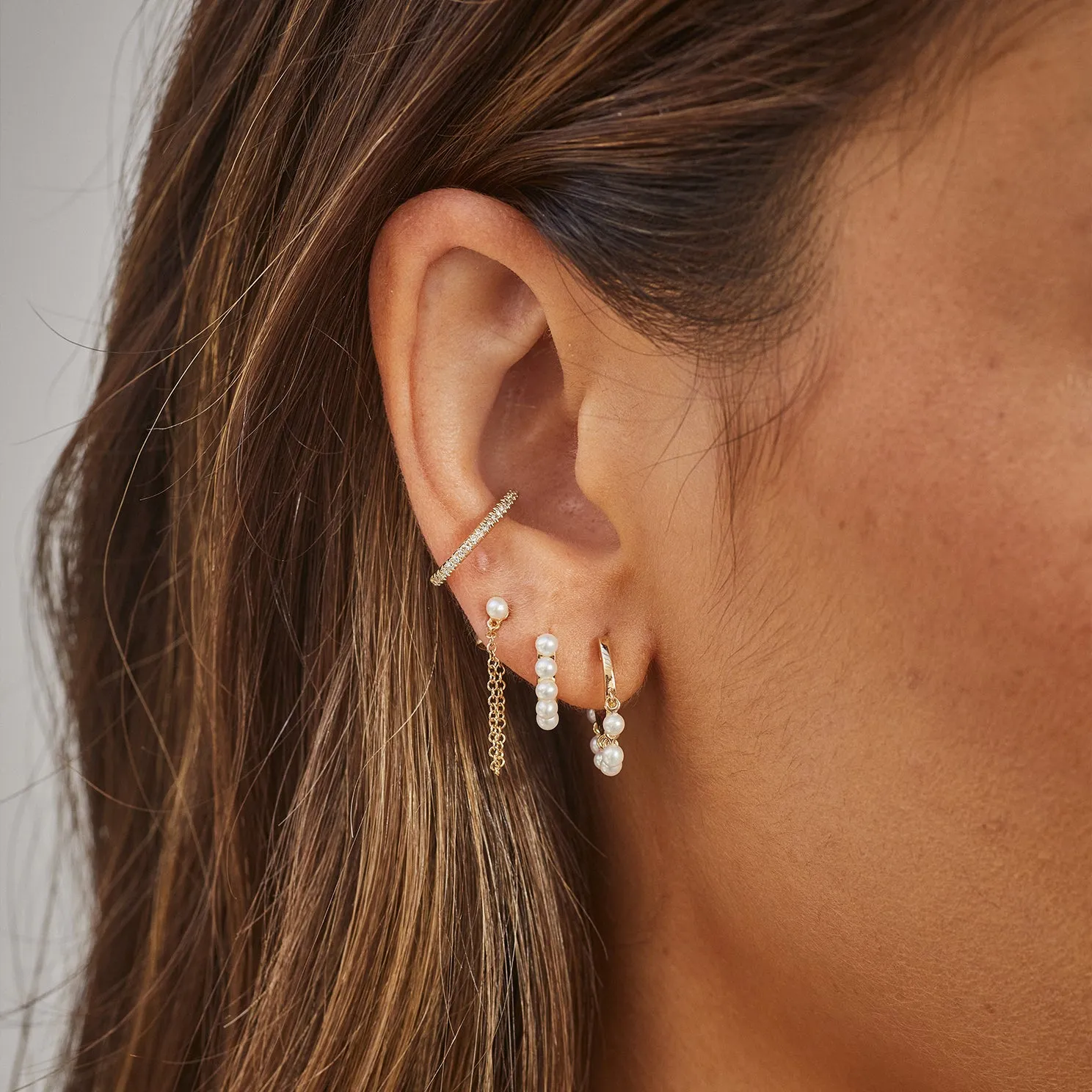 Pearl Chain Stud Earring