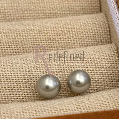 Pearl Stud Earrings - Grey