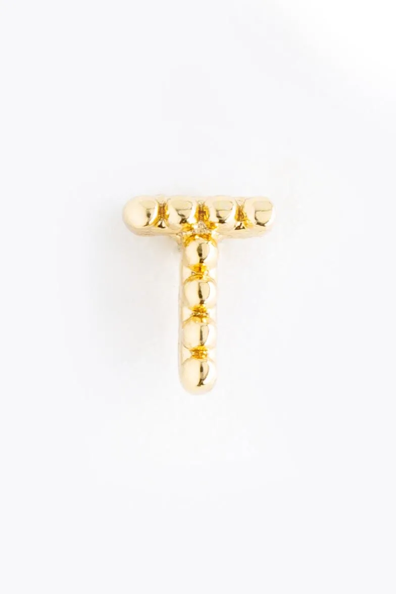 Pearl T Ball Stud Earrings