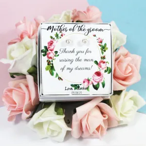 Personalised Mother of the Groom Jewelry Gift - Sterling Silver and Freshwater Pearl Stud Earrings