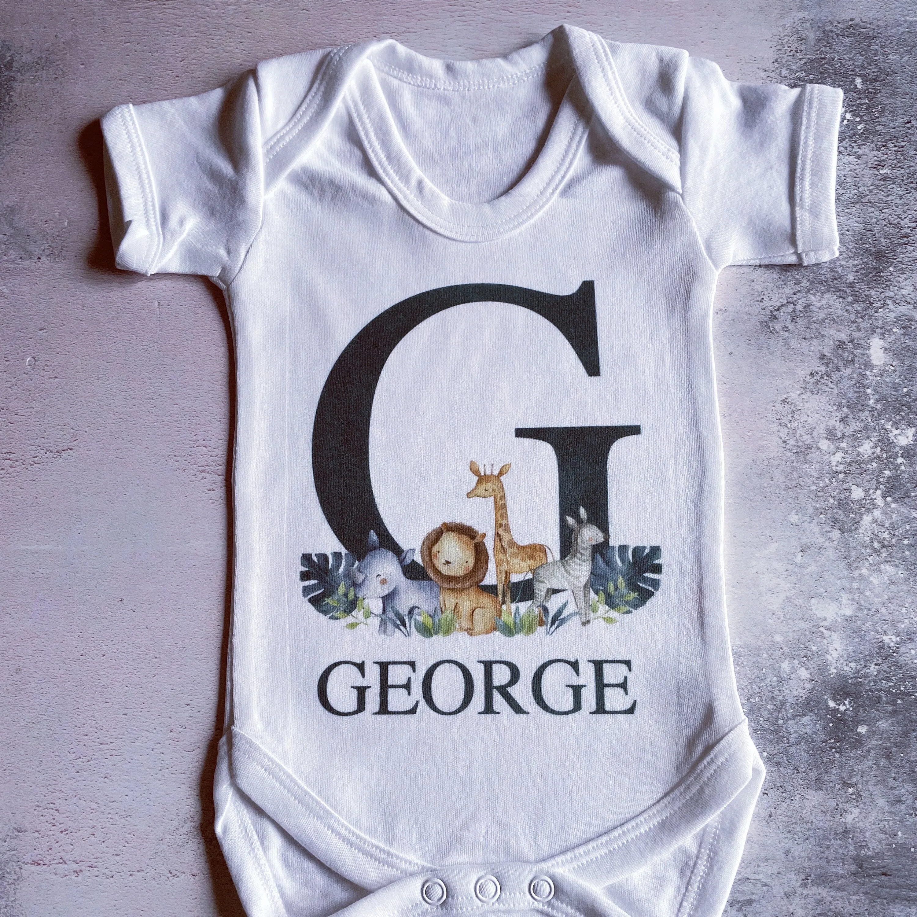 Personalised Safari baby vest, Safari, Jungle, baby shower gift, New Baby Outfit, new baby gift, Personalised Romper baby boy