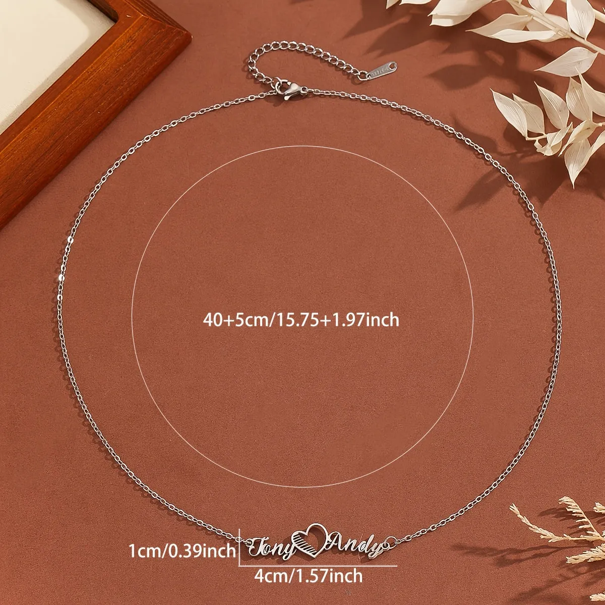 Personalized Custom Name Content Font With Love Heart Pendant Necklace