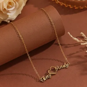 Personalized Custom Name Content Font With Love Heart Pendant Necklace