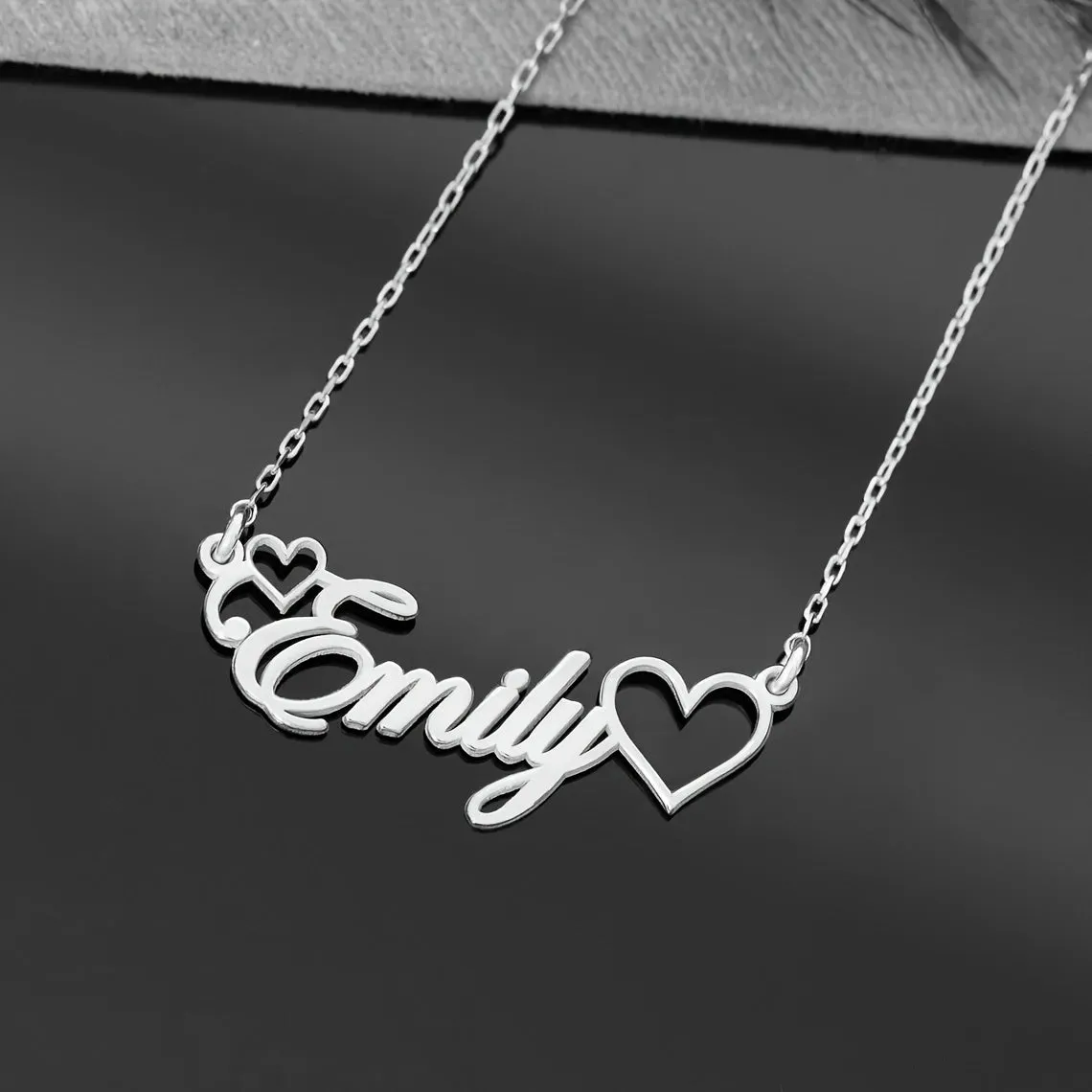 Personalized Heart Shape Name Necklace Stainless Steel Daily Wear Gift