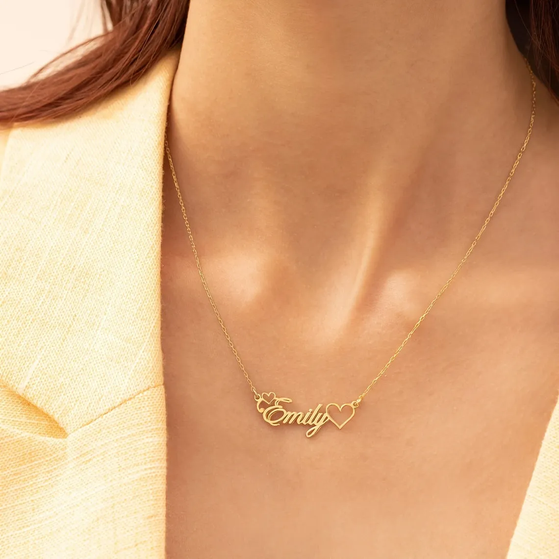 Personalized Heart Shape Name Necklace Stainless Steel Daily Wear Gift