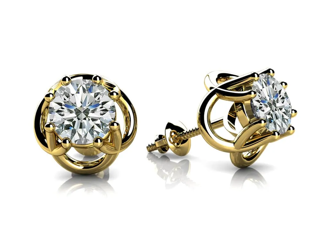 Petal Shaped Diamond Stud Earrings with 1.00 ct.(finished) 5mm