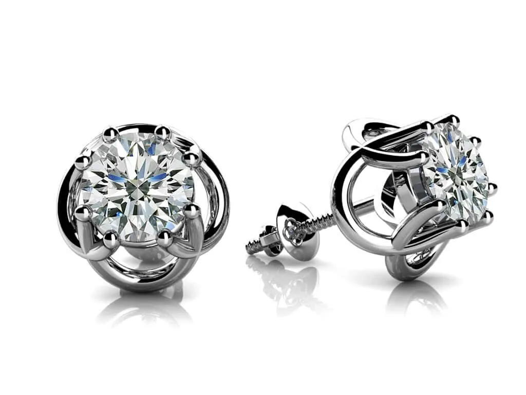 Petal Shaped Diamond Stud Earrings with 1.00 ct.(finished) 5mm